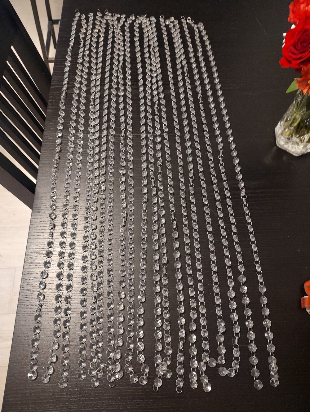 Plastic hanging crystal looking decorative strings (19) 38 inches